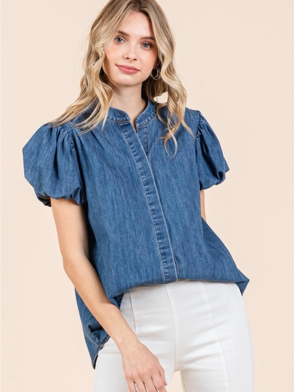 NWT Industry Puff Sleeve Denim Blouse XS